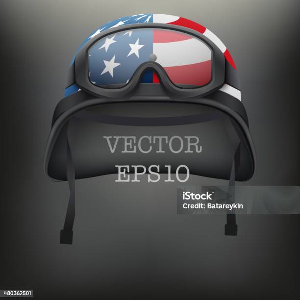 Background Of American Helmet And Goggles Vector Stock Illustration - Download Image Now - Armored Clothing, Army, Belt