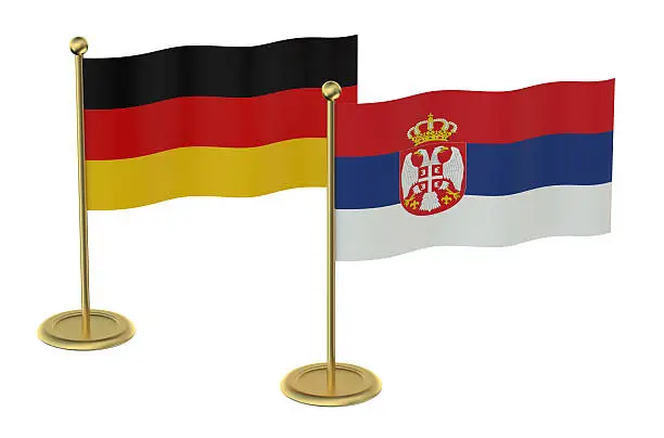 meeting Germany with Serbia concept isolated on white background
