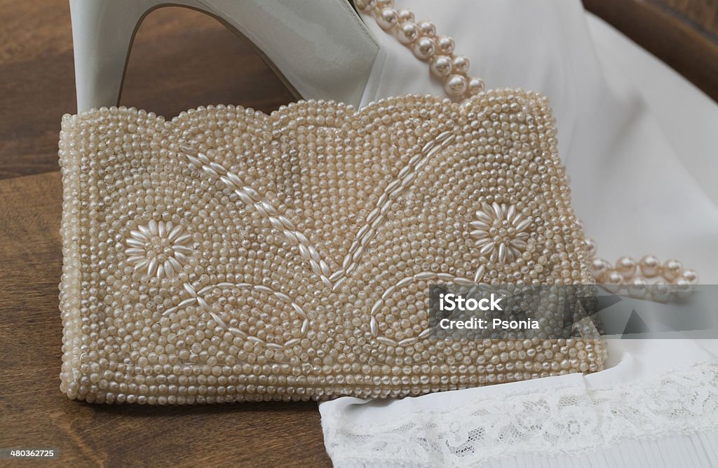 Stiletto Vintage Beaded Purse And Pearls Stock Photo - Download