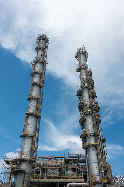 istock Process Columns of Natural Gas Plant with blue sky background 480363846