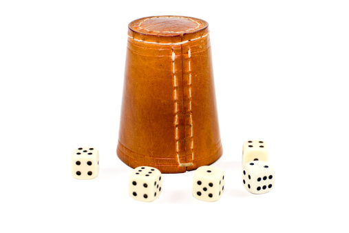 dice game on a wooden table
