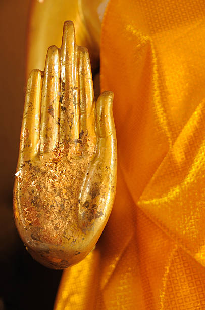istock Close up hand of  statue Buddha. 480367427