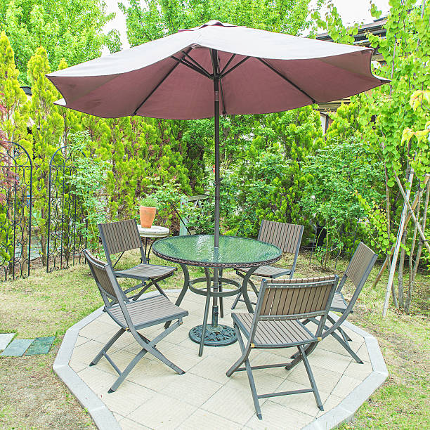 istock Black chair and table in the garden for relax 480368848