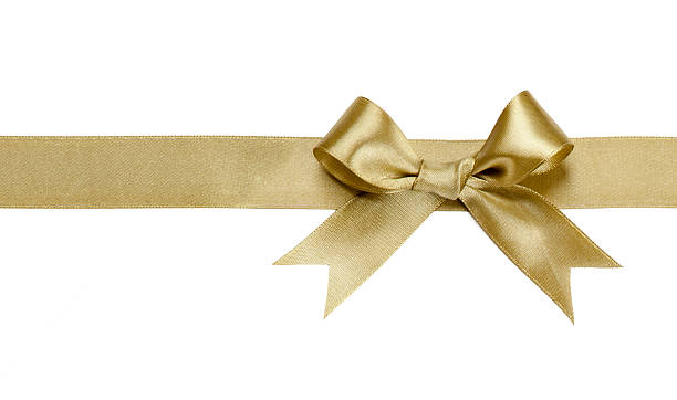istock Gold ribbon with bow isolated 480369740