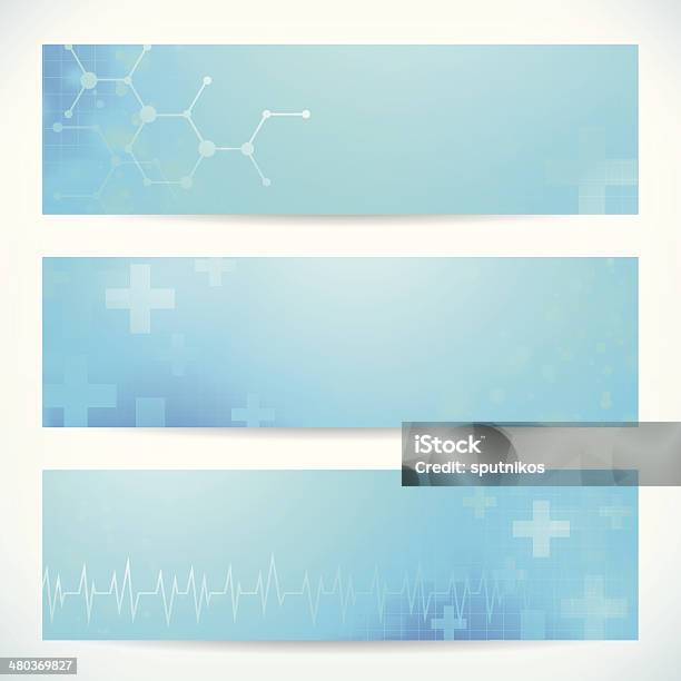 Three Abstract Medical Technology Banner Background For Web Or Print Stock Illustration - Download Image Now