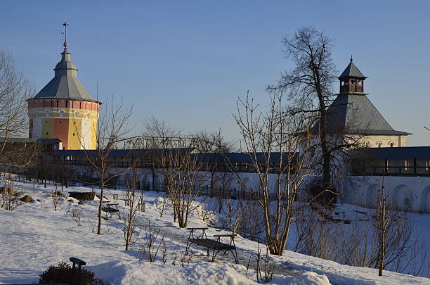 Mosteiro de parede Spaso-Prilutsky - fotografia de stock