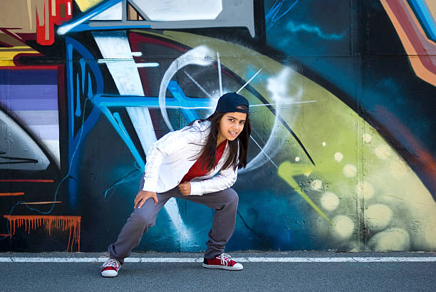 Young dancer Hip-Hop Dancing girl on a city street rap kid stock pictures, royalty-free photos & images