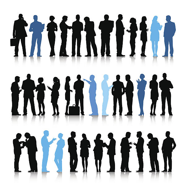 вектор активного деловых людей - meeting office worker silhouette office stock illustrations