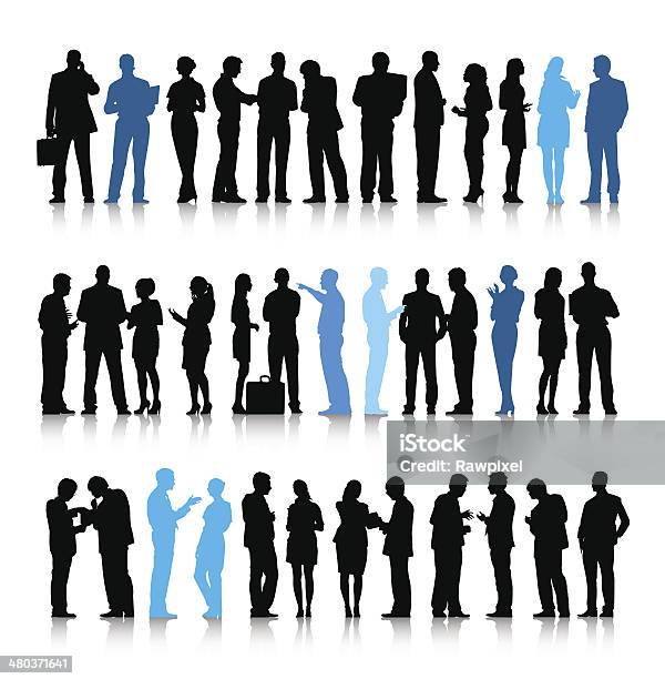 Vector Of Active Business People Stock Illustration - Download Image Now - In Silhouette, People, Discussion
