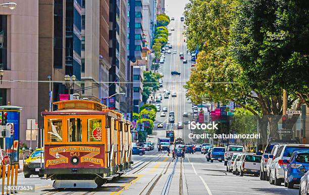 The Historic Cable Car On San Francisco City Stock Photo - Download Image Now - San Francisco - California, Cable Car, Overhead Cable Car