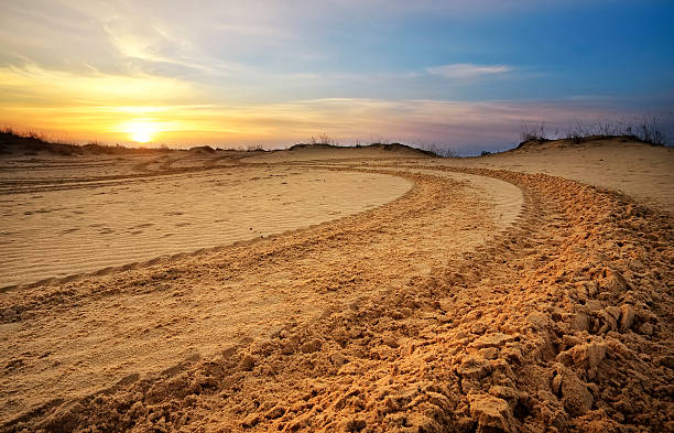 istock Motocross and auto sport track with sunset sky background 480373702