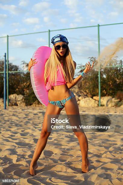 Sexy Blond Woman In Bikini And Aviator Sunglasses Stock Photo - Download Image Now - Adult, Aviator Glasses, Beach