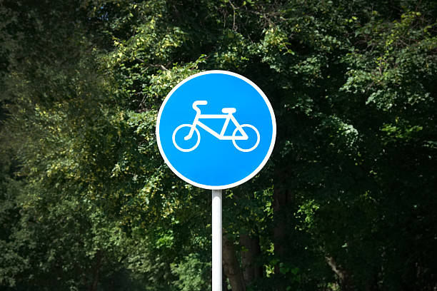 istock Bike on a blue round sign 480374444