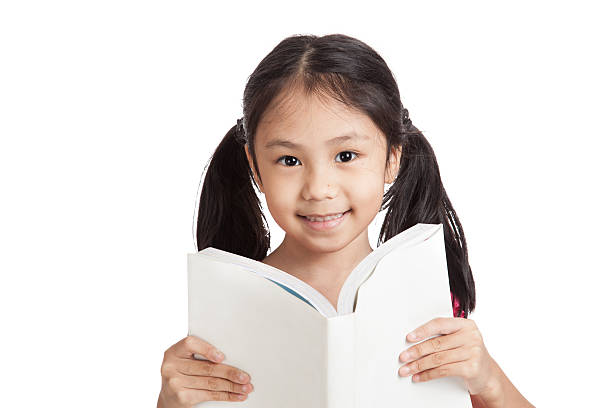istock Happy little asian girl  read a book 480375034