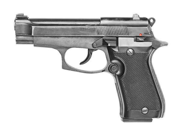 Black gun Handgun isolated on white background. gunman photos stock pictures, royalty-free photos & images