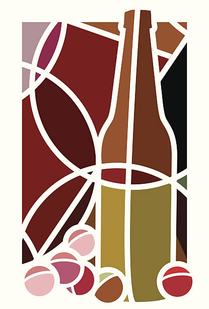 Bекторная иллюстрация Красное вино и виноград
