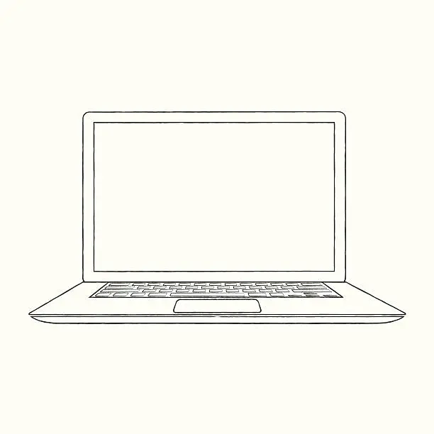 Vector illustration of Hand-drawn outlined laptop vector illustration