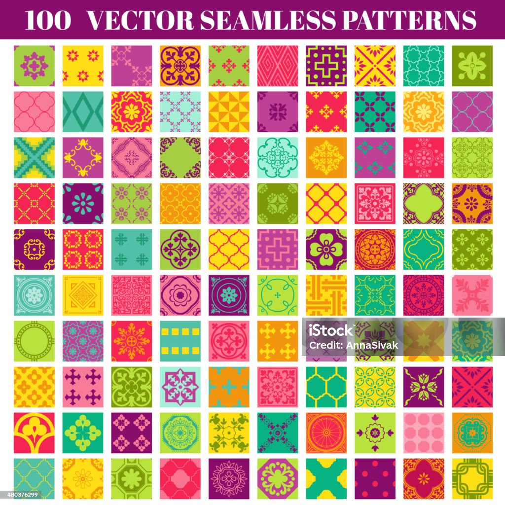 Colourful Patterns Basic 100 Seamless Colorful Patterns Background Collection Stock Illustration ...