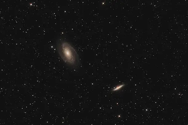 The M81 group in constellation Ursa Major (galaxy M81, M82, known as Bode Galaxy and Cigar Galaxy).