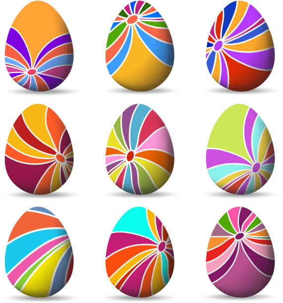 ostern eier und happy easter - easter egg isolated remote frame stock-grafiken, -clipart, -cartoons und -symbole