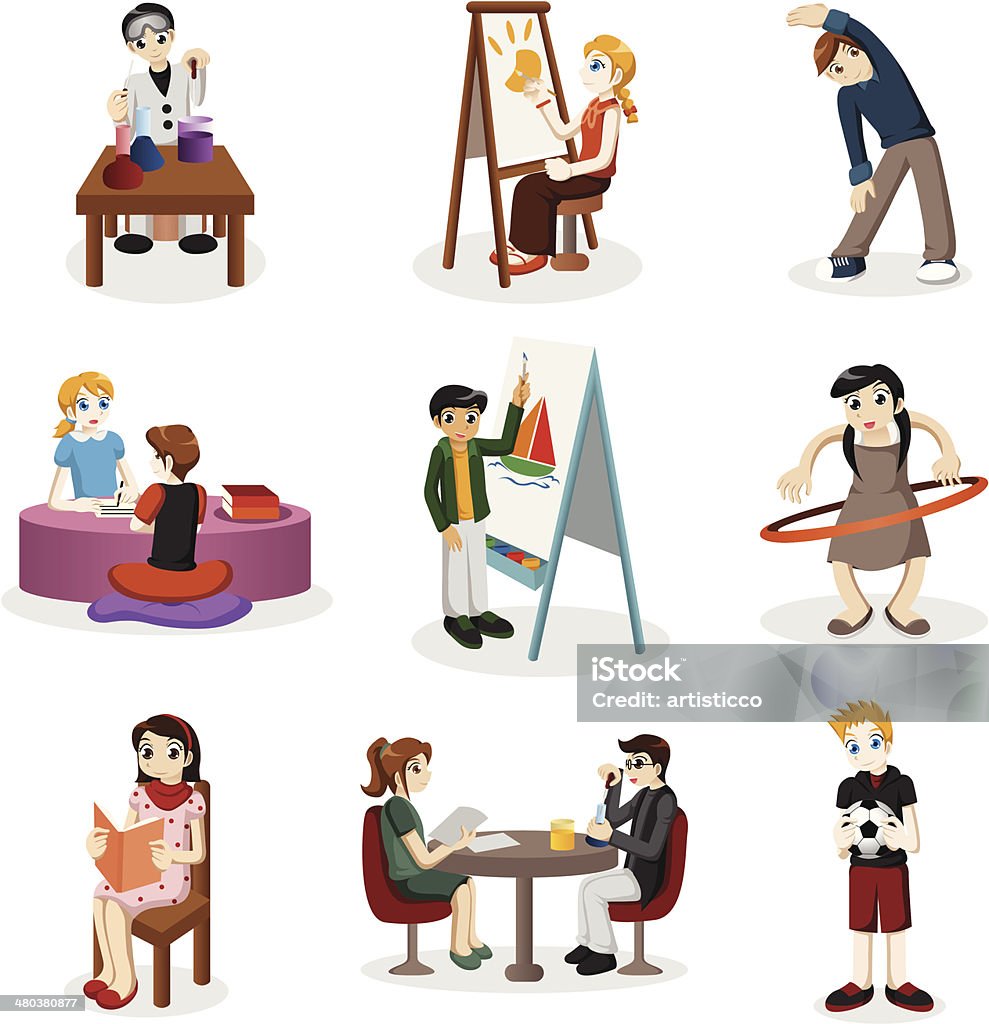 Edacational Stuff Kids Doing Educational Stuff Stock Illustration - Download Image Now ...