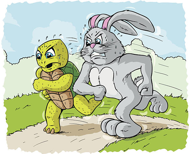 ilustrações de stock, clip art, desenhos animados e ícones de de coelho e a tartaruga - the hare and the tortoise