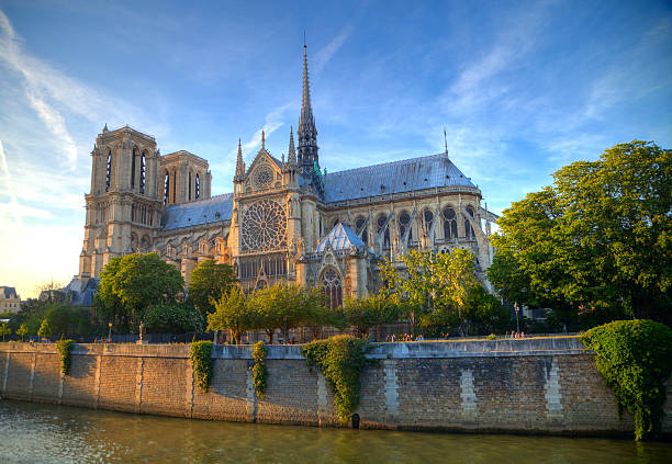 istock Gorgeous sunset over Notre Dame cathedral with puffy clouds, Par 480382038