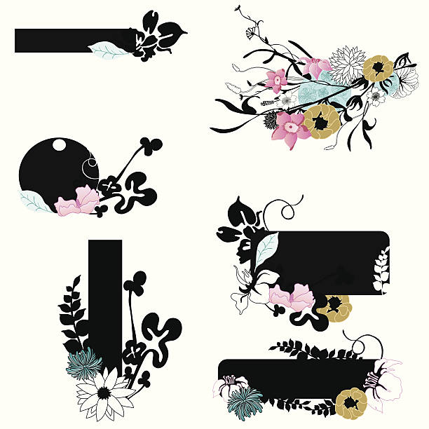 Floral design elements vector art illustration