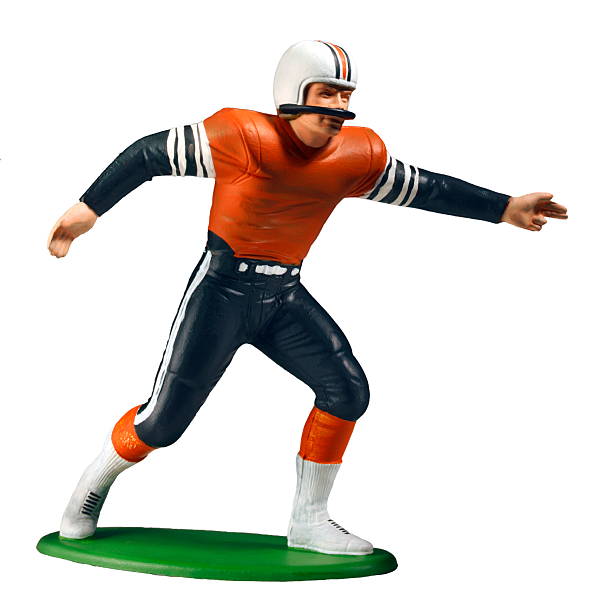 istock Football Player in Orange and Blue Running 480384312