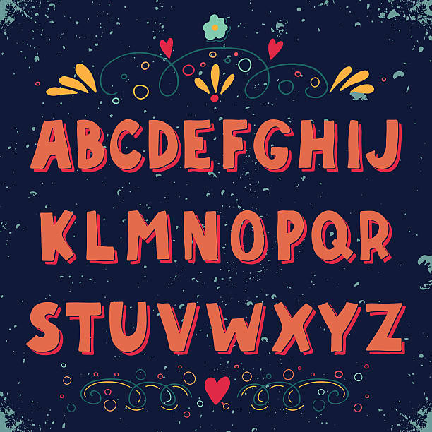 рука нарисованные каракули алфавит - handwriting blackboard alphabet alphabetical order stock illustrations
