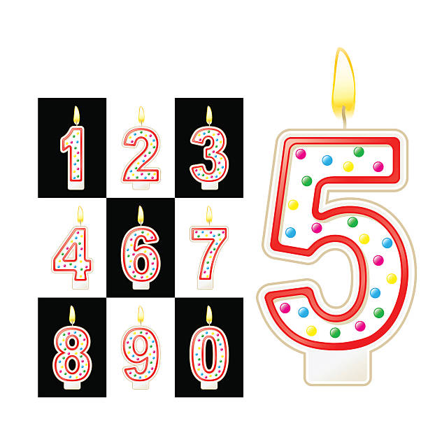 Birthday candles number. Red vector art illustration