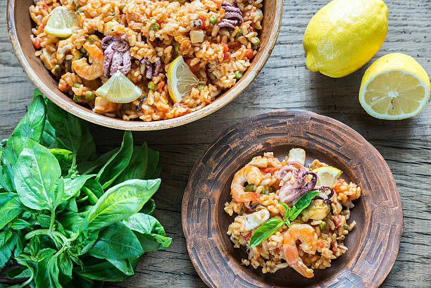 Seafood paella