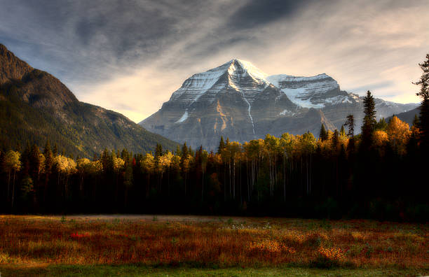 Mount Robson in autumn stock photo