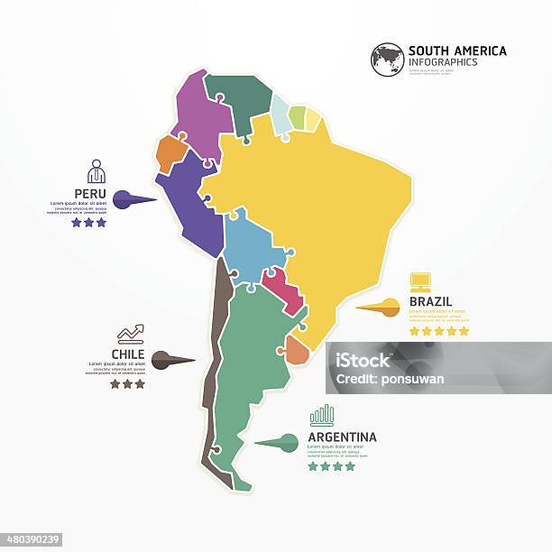 South America Map Infographic Template Jigsaw Concept Banner Ve Stock Illustration - Download Image Now