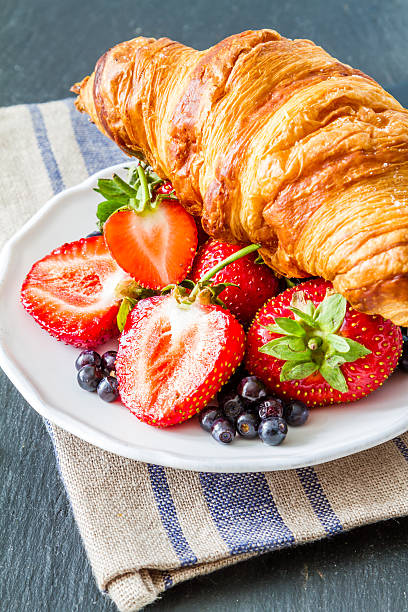 istock Breakfast - croissants with straberry, raspberry and blackberry, 480391886