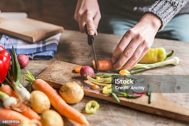 Chopping Food Ingredients Stock Photo - Download Image Now - Cooking, Vegetable, Food