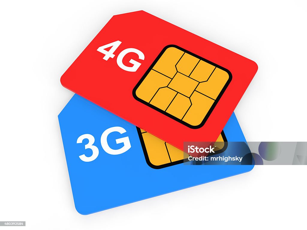 3 d 3 g e 4 g di SIM Card - Foto stock royalty-free di 4G