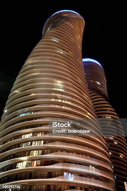 Absolute Towers Mississauga Toronto Night Photo Stock Photo - Download Image Now - Tower, 2015, Apartment