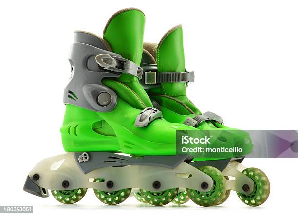 Pair Of Inline Skates Isolated On White Background Stock Photo - Download Image Now - Inline Skate, Cut Out, Equipment