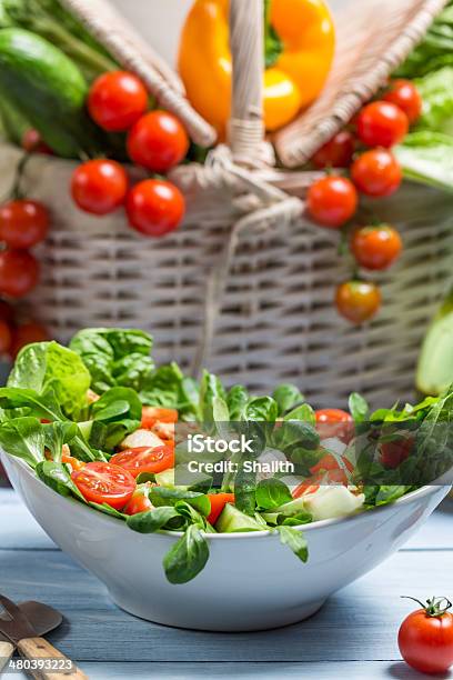 Healthy Spring Vegetable Salad Stock Photo - Download Image Now - Appetizer, Arugula, Basket