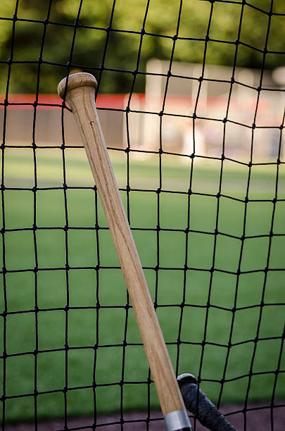 istock Wooden Baseball Bat Leaning Against Fence 480393534