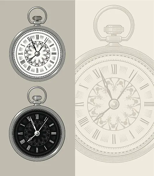 Vector illustration of Vintage Pocket Watch - Steampunk vector illustration