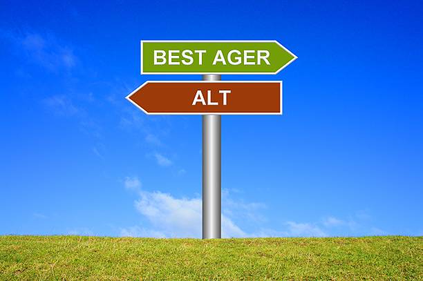 istock Signpost showing old or best ager in german language 480396194