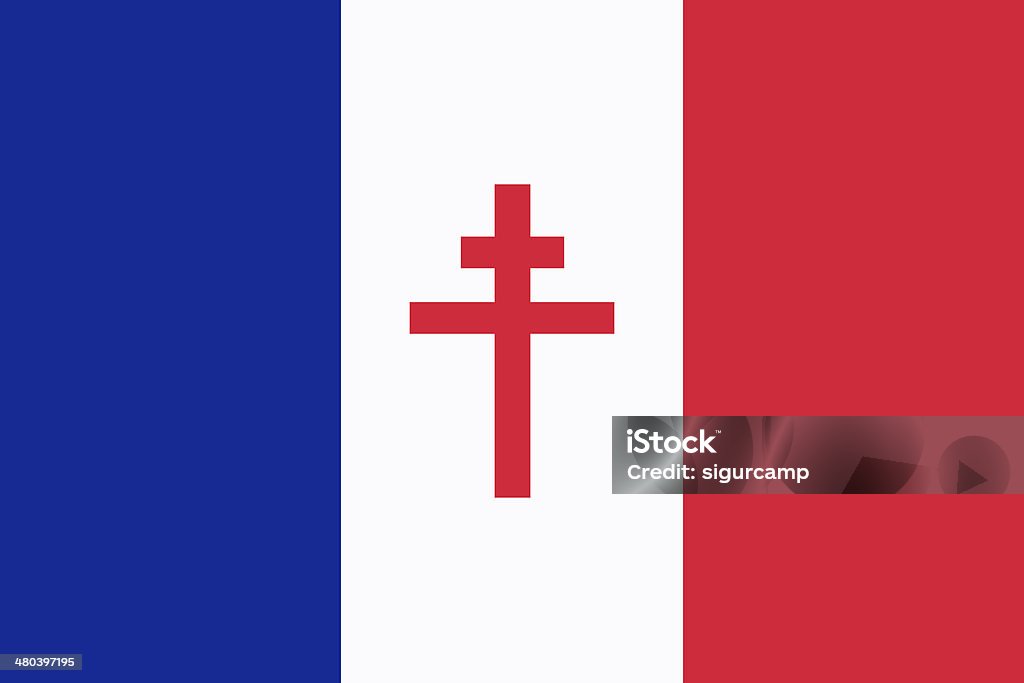 Flag of free France (Free French Flag) Flag of free France : symbol of the french resistance during the second world war Cross Shape stock illustration