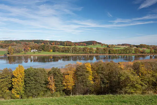 Lake "Eggelburger See" in Bavaria, Germany, in autumn