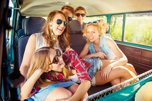 istock Young hipster friends a on road trip 480404096