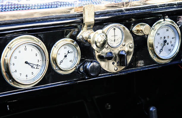 istock Dashboard of a classic vintage roadster 480404496