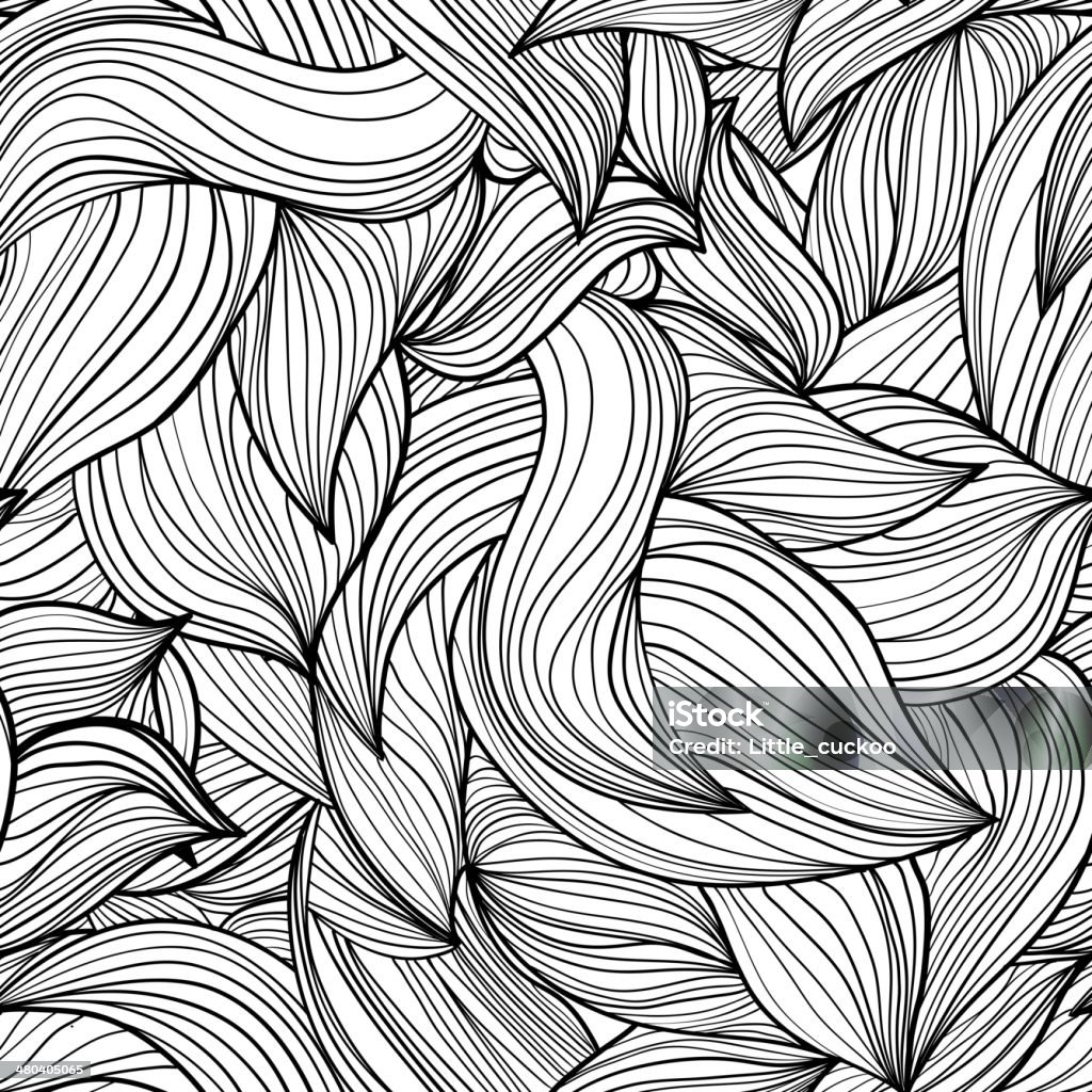 モノクロのシームレスな抽象的な手描画波 - イラストレーションのロイヤリティフリーベクトルアート