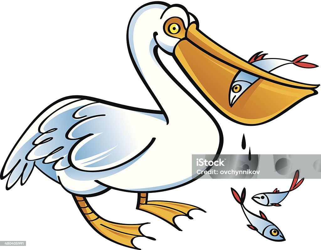 Pelican with fish Vector image of bird pelican with fish Pelican stock vector