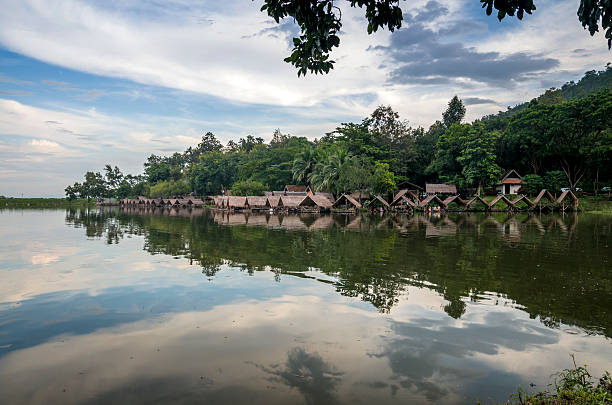 istock Huts at lakeside restaurant in Thailand 480405995